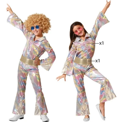 Afbeelding van Atosa Disco Fever jumpsuit metallic voor kinderen 2 delig Carnaval/70&#039;s foute party 128