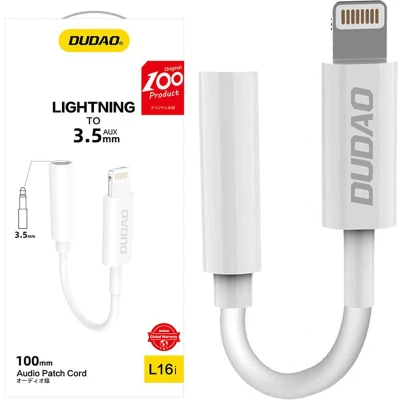 Afbeelding van DUDAO Adapter USB Lightning Jack 3.5mm Bialy _20200226113316, 0,1 m, Lightning, 3.5mm, Mannelijk, Vrouwelijk, Wit
