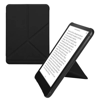 Afbeelding van kwmobile E reader hoesje geschikt voor Amazon Kindle Paperwhite (2024)/Colorsoft hoes Ereader flip case met standaard cover van kunstleer In zwart