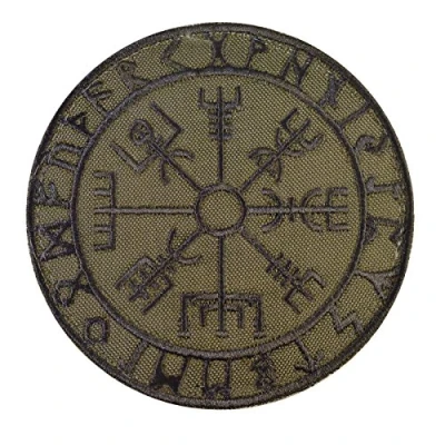 Afbeelding van 2AFTER1 Olive Drab Vegvisir Viking Compass OD Green Norse Rune Morale Tactical Hook&amp;Loop Patch