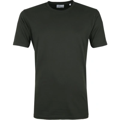 Afbeelding van Colorful Standard Organic T Shirt Donkergroen maat S Heren Print Shirts met Regular fit Pasvorm Duurzaam