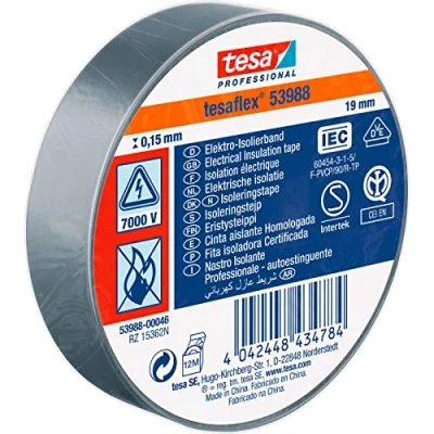 Afbeelding van Tesa elektrische isolatietape 19mm x 25m grijs