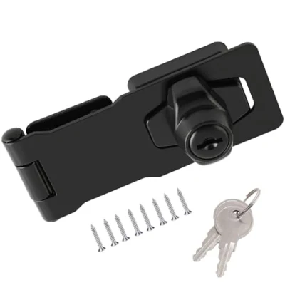 Afbeelding van Overval afsluitbaar, veiligheidsoverval, schuiflade, kastslot, hangslot, overval, slot, camslot, slot met schroeven (zwart, 10 cm)