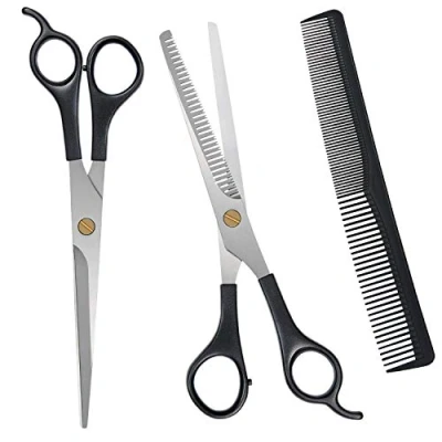 Afbeelding van URAQT Kappersschaar Kit met Kam, Professionele Haarknip en Kamset, Roestvrijstalen Dunner/Textuurschaar, Haarschaar voor Thuis Salon/Kapper,Kappersschaar Vrouwen Mannen Kinderen