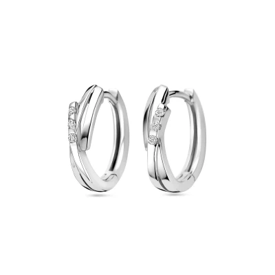 Afbeelding van Zilver Gerhodineerd Klapoorringen Zirkonia 1339096
