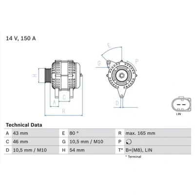 Afbeelding van Bosch Alternator/Dynamo 0 986 081 190