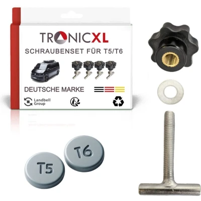 Afbeelding van TRONICXL schroeven set 8 x moeren en meer geschikt voor VW Bulli bus T5 T6 Multivan, Transporter, California MB Viano accessoires geleider railbelasting, zekeringsschroeven, bevestigingsschroeven, multiflexbo