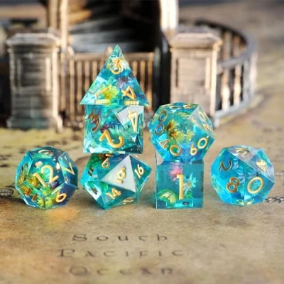 Afbeelding van DND dobbelstenen set 7 stuks bloem D4 D6 D8 D10 D% D12 D20 handgemaakte kunsthars scherpe D&amp;D voor Dungeons en Dragons Pathfinder rollenspellen tafelspellen RPG MTG games met geschenkdoos