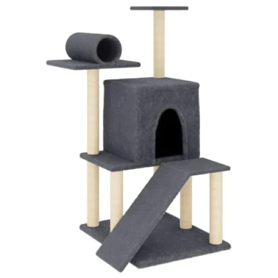 Afbeelding van vidaXL Kattenmeubel met sisal krabpalen 110,5 cm donkergrijs