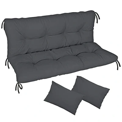 Afbeelding van Tuinschommel hangmat zitkussen waterdicht 150 x 50 cm, voor palletmeubels, buitenterras, ligstoel, bankkussen met rugleuning tuinmeubelen, grafiet [133]