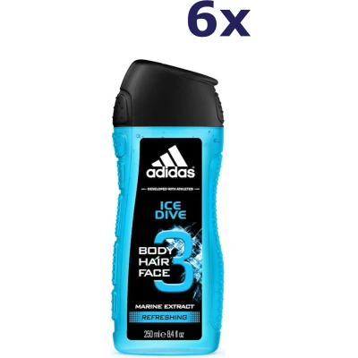 Afbeelding van 6x ADIDAS douche &amp; shampoo men ICE DIVE 250 ML