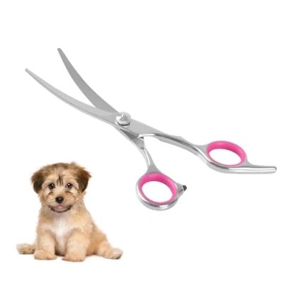 Afbeelding van hond gebogen schaar, 6 inch verzorging schaar roestvrij staal kat haar knippen oog trimmen omhoog voor familie