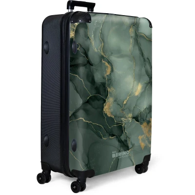 Afbeelding van NoBoringSuitcases.com® Koffer groot Reiskoffer lichtgewicht Groene marmerstructuur Rolkoffer met 4 wielen Grote trolley XL 98 liter bagage