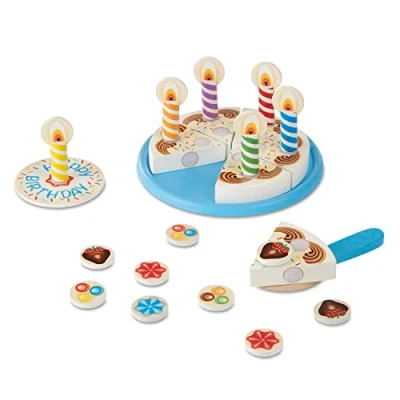 Afbeelding van Melissa &amp; Doug Verjaardagstaart (houten speelgoedeten, combineerbare toppings en 7 kaarsjes, stevige uitvoering, 34 speelstukjes, voor meisjes jongens kinderen van 3, 4, 5 6 jaar)