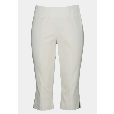 Afbeelding van Ulla Popken Dames grote maten plus size Bengalin capri, zeer elastisch, kreukvrij, elastische tailleband sneeuwwit 46 722031200