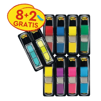 Afbeelding van Indextabs 3M Post it 683 11.9x43.2mm 8 kleuren assorti + 2 sets pijlvorm gratis