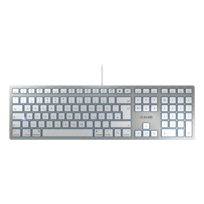 Afbeelding van CHERRY KC 6000 SLIM FOR MAC, Duitse indeling, QWERTZ toetsenbord, bedraad Mac schaarmechanisme, ultraslank ontwerp, Wit Zilver
