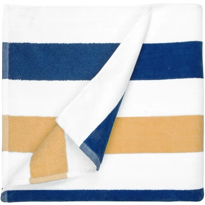 Afbeelding van The One Towelling Strandhanddoek 90 x 190 cm Stripe Navy / Gold