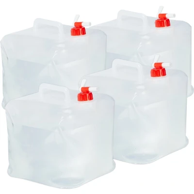 Afbeelding van Relaxdays opvouwbare jerrycans met kraantje water jerrycan watertank 4 stuks set 15 Liter