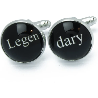Afbeelding van Manchetknopen Tekst Legendary Legen Dary Zwart Wit