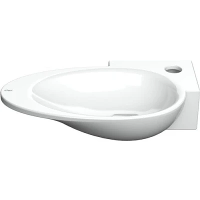 Afbeelding van Fonteinkom Clou First Rechts met Kranenbank en Plug 38.8x9x24.6 cm Keramiek Wit (1 kraangat)