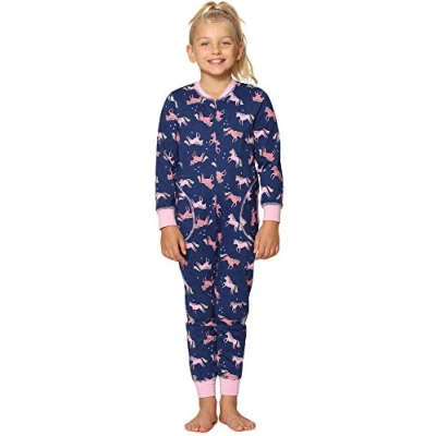 Afbeelding van Merry Style Kinder Pyjama ronde hals lange mouwen broek met zakken Katoen MS MS10 186 PJ Marineblau Einhorn 146 152