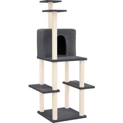 Afbeelding van vidaXL Kattenmeubel met sisal krabpalen 144,5 cm donkergrijs