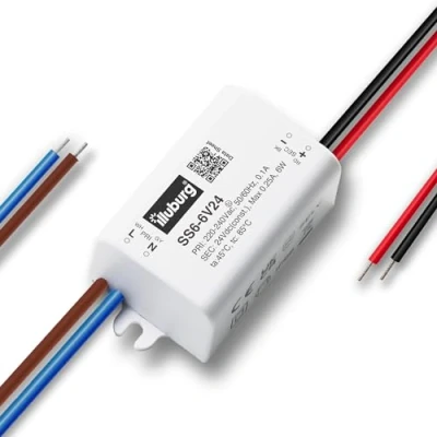 Afbeelding van illuburg Led transformator, 24 V, 6 W, waterdicht, IP66, flikkervrij, voor ledstrip, lamp, voeding, driver, voeding