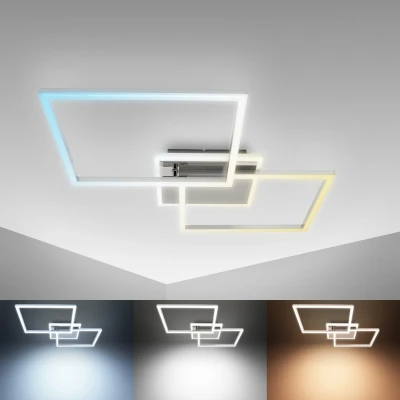 Afbeelding van B.K.Licht Plafondlamp dimbaar LED frame vierkant CCT instelbare kleurtemperatuur met timer afstandsbediening metaal 40W