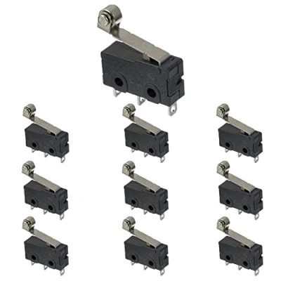 Afbeelding van BOJACK KW4A(S) Microschakelaar 5A 250V AC SPDT 1NO 1NC eindschakelaar met momentane scharnierrolhendel, 3 pinnen (verpakking van 10)