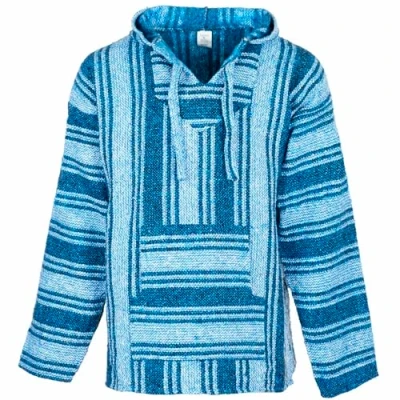 Afbeelding van Siesta Baja Hoodie Mexicaanse Jerga Hippie Festival Jumper met capuchon voor heren en dames (Helderblauw, L)