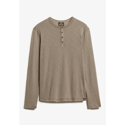 Afbeelding van Superdry Mannen Jersey Grandad top met Lange Mouwen Bruin Grootte: XL