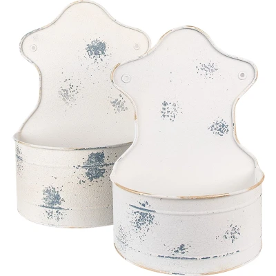 Afbeelding van Clayre &amp; Eef Planthouder 26x14x37 /23x12x32 cm Beige Ijzer Hangpot