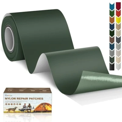 Afbeelding van Cahomo nylon reparatiepatches, 7,6 x 200 cm, zelfklevend, waterdichte reparatiepatch, patches, voor jassen, tenten en bovenkleding, legergroen