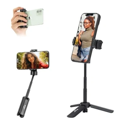 Afbeelding van Fotopro Mini statief mobiele telefoon smartphone camera voor iPhone/DLSR/beamer/webcam/GoPro, tafelstatief met 360 draaibare houder en uittrekbare poten