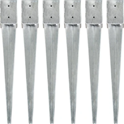 Afbeelding van vidaXL Grondpinnen 6 st 10x10x76 cm gegalvaniseerd staal zilverkleurig
