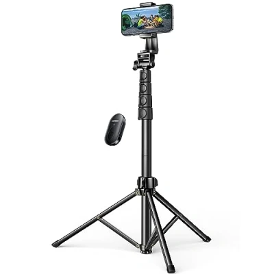 Afbeelding van UGREEN Mobiel Telefoonstatief 170cm Stabiel en Draagbaar Smartphone Statieven met Bluetooth Afstandsbediening Compatibel iPhone 14 Pro Max, Galaxy S23 Ultra,Huawei, GoPro etc.