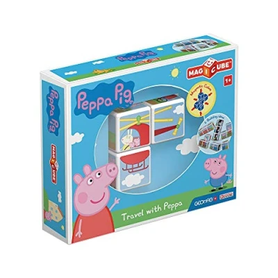 Afbeelding van Geomag Magicube 049 Peppa Pig Travel with 3 magnetische dobbelstenen constructiespeelgoed, bouwdoos, educatief speelgoed