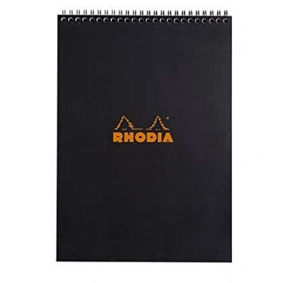 Afbeelding van Rhodia 185009C Note Pad met dubbele spiraal, DIN A4, geruit, 80 g, 21 x 29,7 cm, vellen, zwart