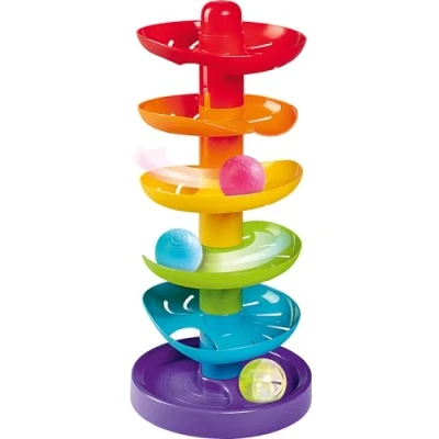 Afbeelding van Simba 104010053 ABC regenboog kogeltoren, rolbaan, kogelbaan, babyspeelgoed, 5 kleurrijke niveaus, 1 basis, 3 ballen, 40 cm, vanaf 12 maanden, motoriekspeelgoed