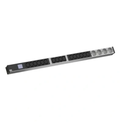Afbeelding van BACHMANN BN0500 19&quot;PDU 1HE 16xC13 4x geaard contact, vermogensmeting, aansluiting CEE 16A, blauw