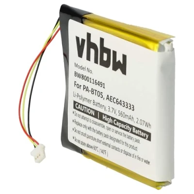 Afbeelding van vhbw Batterijvervanging voor Beats AEC643333, PA BT05 draadloze headset hoofdtelefoon (560 mAh, 3,7 V, Li polymeer)