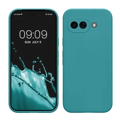 Afbeelding van kwmobile telefoonhoesje geschikt voor Google Pixel 9a Hoesje smartphone Precisie camera uitsnede In mat petrol