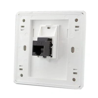 Afbeelding van CAT6 RJ45 LAN kabel Ethernet wandplaat, vrouwelijk naar gigabit netwerkstopcontact voorplaat, Dual Pass netwerk wandstekker, rechte stekker stopcontact, 86 x mm stekkerdoos (LAN 1)