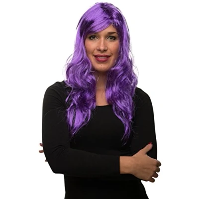 Afbeelding van Sexy lang haar dames pruik krullend/golvend voor carnaval Motto Party 13 kleuren (paars)