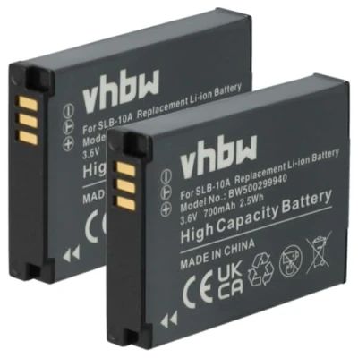 Afbeelding van vhbw 2 x accu vervangt Silvercrest FJ SLB 10a voor camera (700mAh, 3,6V, Li Ion)