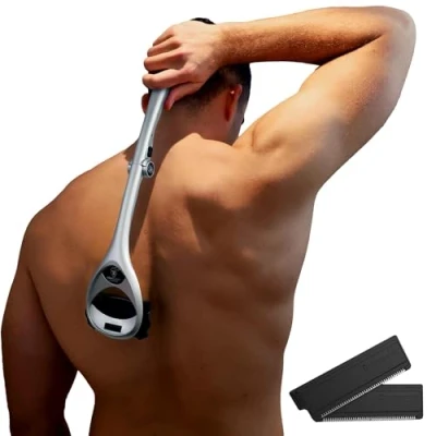Afbeelding van Bakblade 2.0 SilverBak rugscheerapparaten voor mannen: doe het zelf haarscheerapparaat, veiligheidsmestechnologie en ergonomisch handvat, nat droog scheren (extra mesjes inbegrepen)
