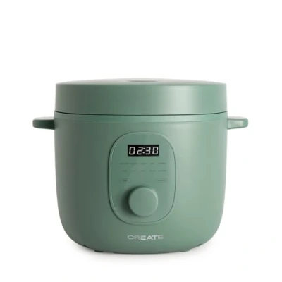 Afbeelding van CREATE Rice Cooker Elektrische rijstkoker, multifunctioneel, 3 l, saliegroen, programmeerbaar tot 24 uur, met stoommand, voor cake, stoofschotels of soepen, warmhoudfunctie, 600 W