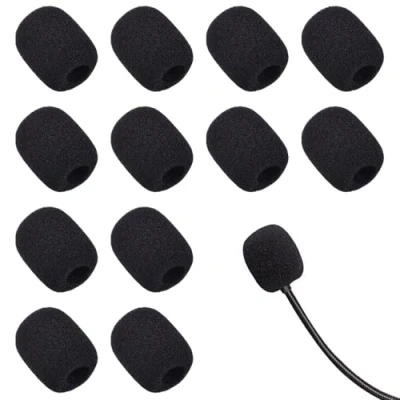 Afbeelding van Disnace Microfoon kleine windbescherming, hoofdtelefoonbescherming, schuimrubber, lavalier microfoonkussen, mini microfoon, windscherm, zwart, 12 stuks