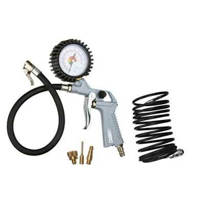 Afbeelding van ABAC 5 delige persluchtvulset voor compressor G 811TI, bevat bandenpomp met manometer, persluchtpistool, m spiraalslang, 3 ventieladapters, max. druk 8 bar